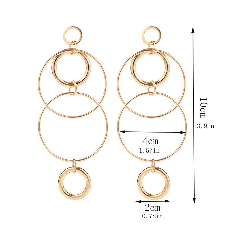 Big Hoop Earrings Personality Temperament Long Geometric Round Earrings For Women & Girls