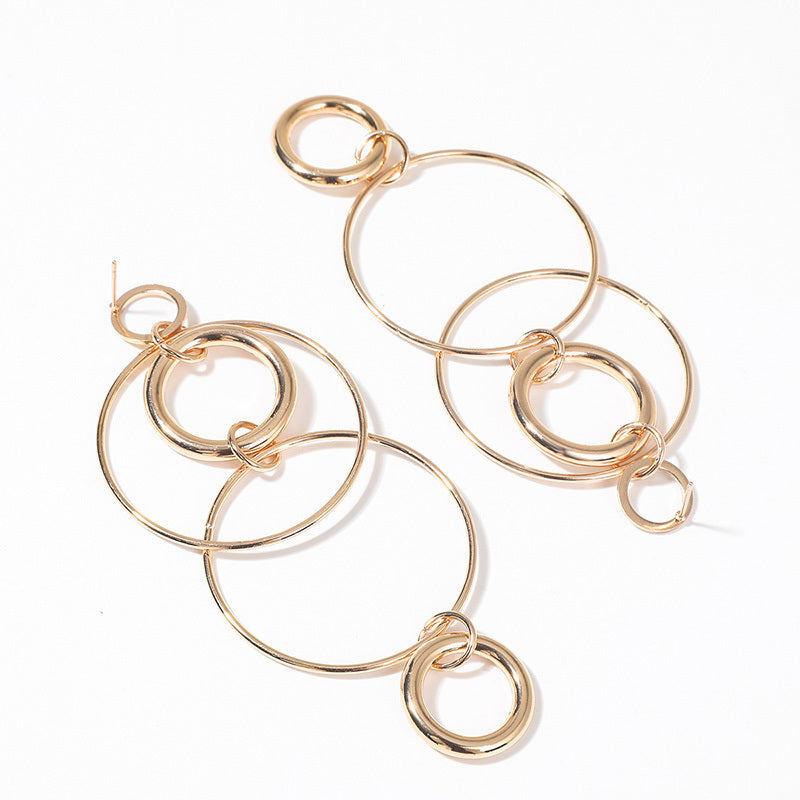 Big Hoop Earrings Personality Temperament Long Geometric Round Earrings For Women & Girls