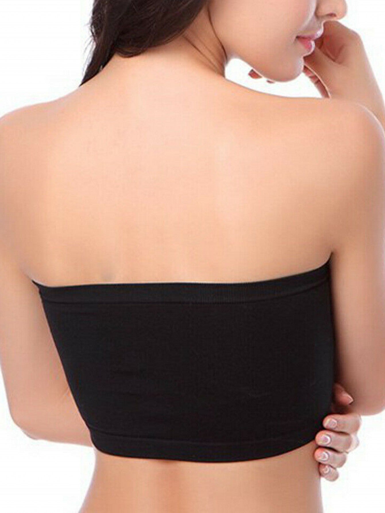 Plus Size Double-Layer Anti-Slip Strapless Bra with Removable Pads - No Underwire Seamless Smoothing High Elasticity Black Camisole Top for Casual Attire, Comfortable Daily Wear, Offshoulder Fashion, Smooth Fabric Finish