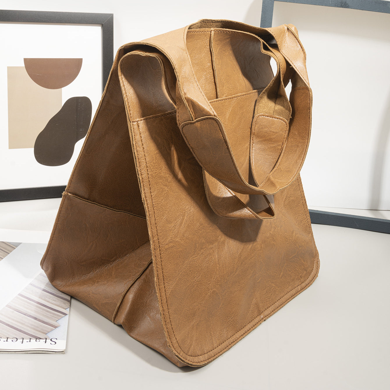 Retro Handmade Large Beach Tote Bag, High Capacity Zipper Shoulder Sling Bag with Fixed Straps, Solid Color Multifunctional Synthetic Handbag for, Beach Accessory | Retro Style Bag | Sturdy, Beach Bag