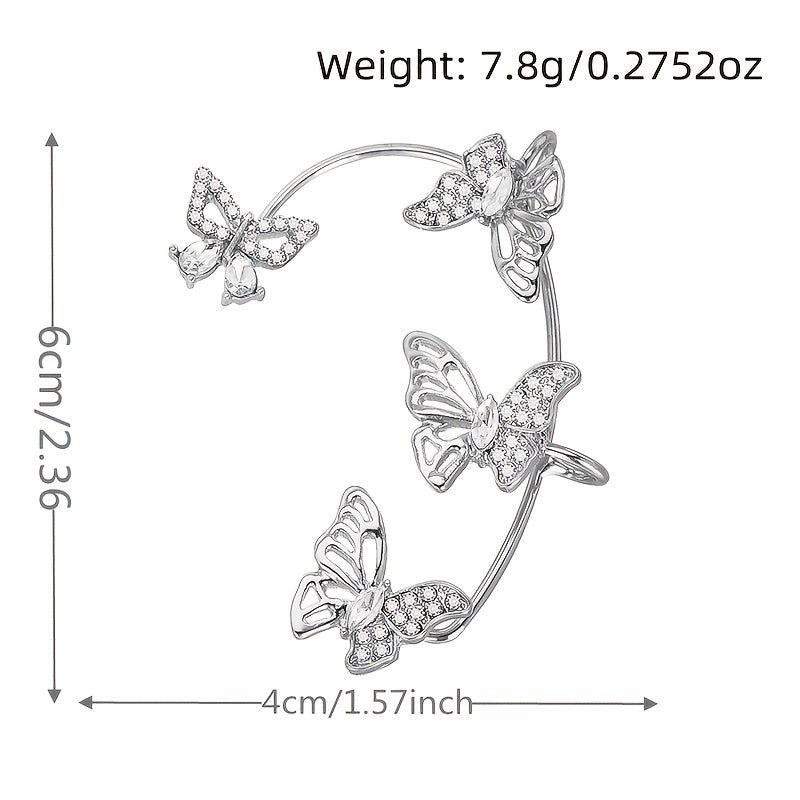 Women'S Elegant Butterfly Ear Cuffs - No-Piercing Ear Hooks, Synthetic Gemstone Accents, Everyday & Formal Jewelry for Parties, Weddings, Everyday Outfits - Non-Piercing Ear Clips for Sensitive Light Beige, Party Accessories,
