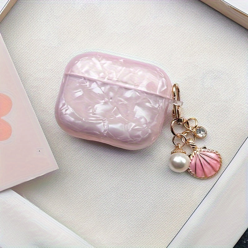 Pink Shell Pattern Plus Shell Pendant Suitable for airpods pro 2nd Generation Earphone Case airpod1/2 Earphone Case airpod 3 Protective Case