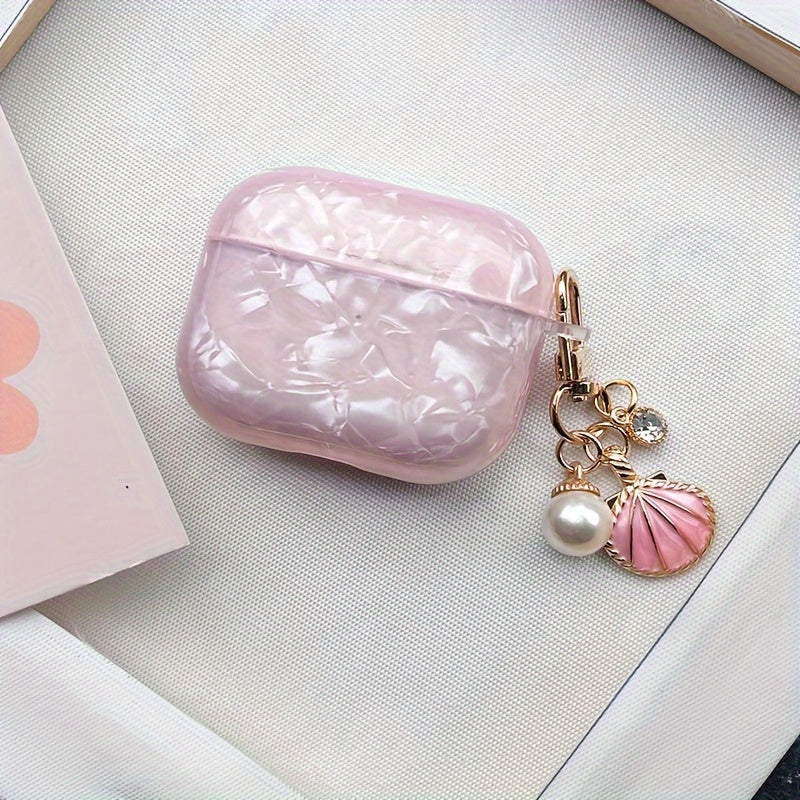 Pink Shell Pattern Plus Shell Pendant Suitable for airpods pro 2nd Generation Earphone Case airpod1/2 Earphone Case airpod 3 Protective Case