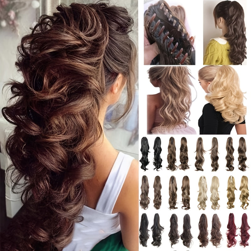 Claw Clip In Body Wave Hair Extensions Long Curly Wavy Ponytail Hair Extensions Synthetic Hair Pieces for Women Girls, Quick Hairstyle, Clip In Hair, Fashionable Wig, Loose Wave, Durable Clipins, Highquality Extensions, Wavy