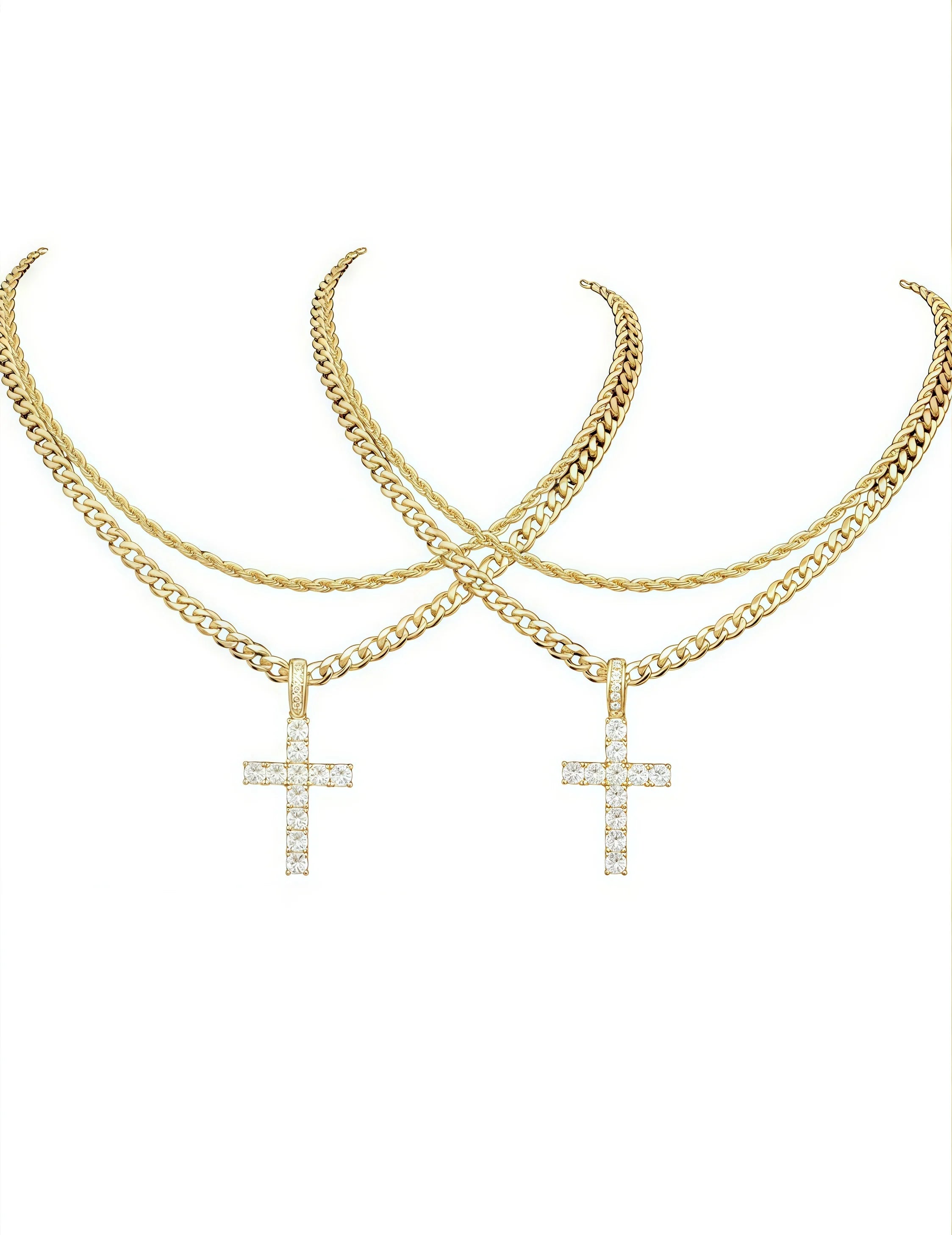 Minimalist Gold-Plated Hollow Cross Pendant with Clasp Stainless Steel Chain Necklace for Women, Women's Pendant Necklace