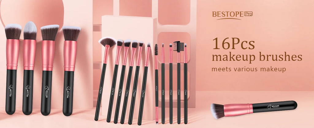 BESTOPE PRO Makeup Brushes Makeup Brush Set - 16 Pcs Premium Synthetic Foundation Concealers Eye Shadows Make Up Brushes set,Eye