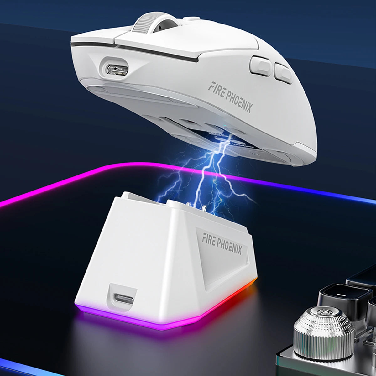 2.4g Tri Mode 24000DPI Paw3311 With Dock Charging Fire Phoenix Bk-r3x Bluetooth Wireless Gamer Mouse