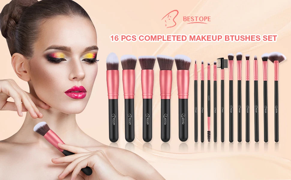 BESTOPE PRO Makeup Brushes Makeup Brush Set - 16 Pcs Premium Synthetic Foundation Concealers Eye Shadows Make Up Brushes set,Eye