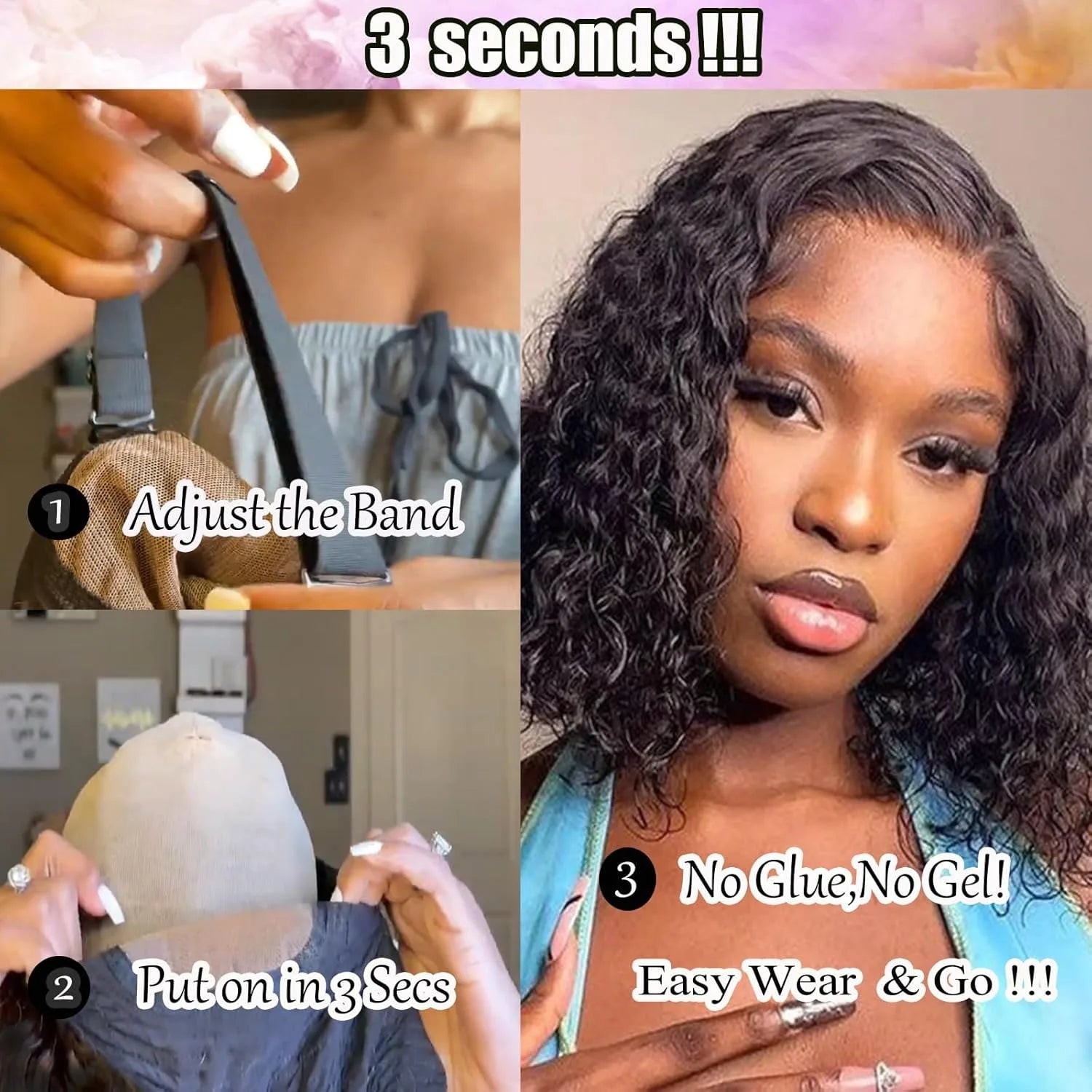 Water Wave 4x4 Closure Wigs Human Hair Glueless Bob Wig Human Hair Pre Plucked 13x4 Deep Curly Lace Front Wig 180% Density Full