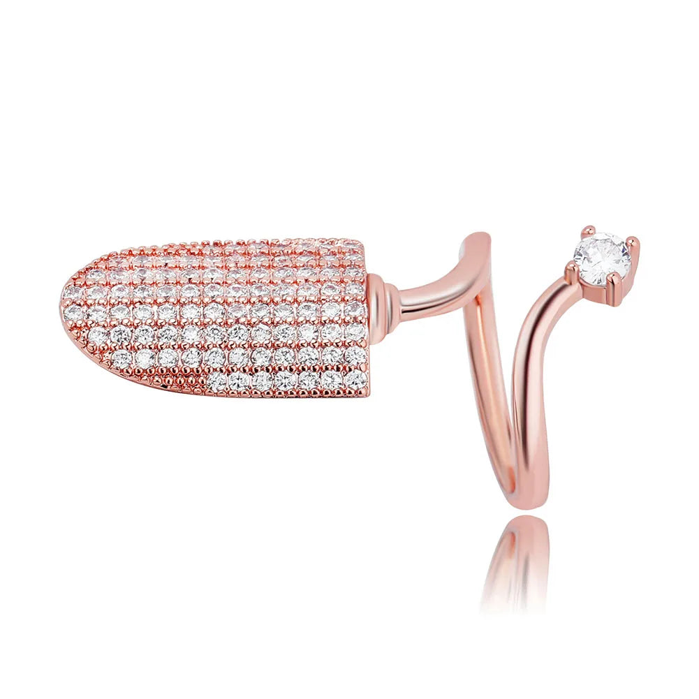 TOPGRILLZ New Nail Ring with White/Blue/Pink zircon Ring Full Iced Out Micro Pave Adjustable Ring Hip Hop Jewelry Gift For Women