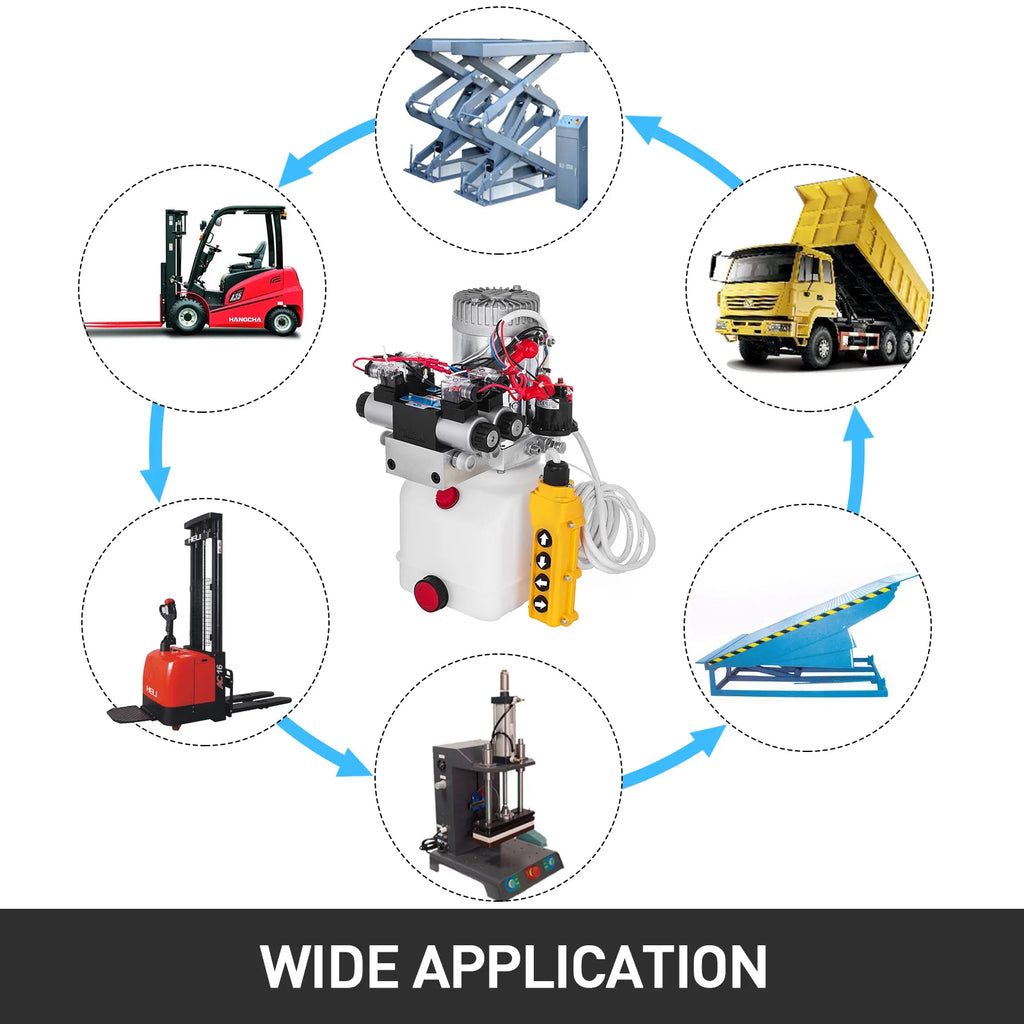 SucceBuy 12V DC Double Acting Solenoid Hydraulic Power Pack Car Jack With 4.5L Tank Reservoir Dump Trailer Electric Lifting Tool