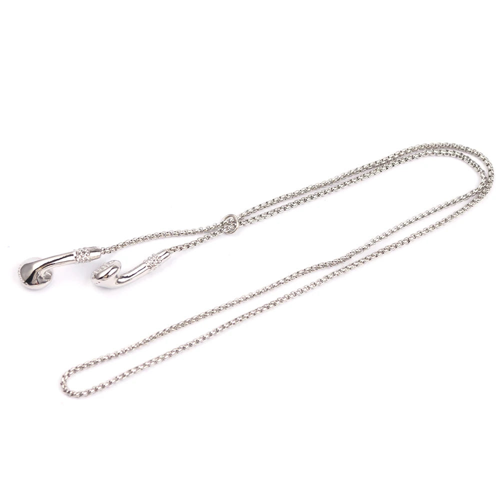 Headphone Necklace DJ Music Hip hop Punk Jewelry Love Gifts Alloy Gold Color Earphone Electroplate Necklace for Men