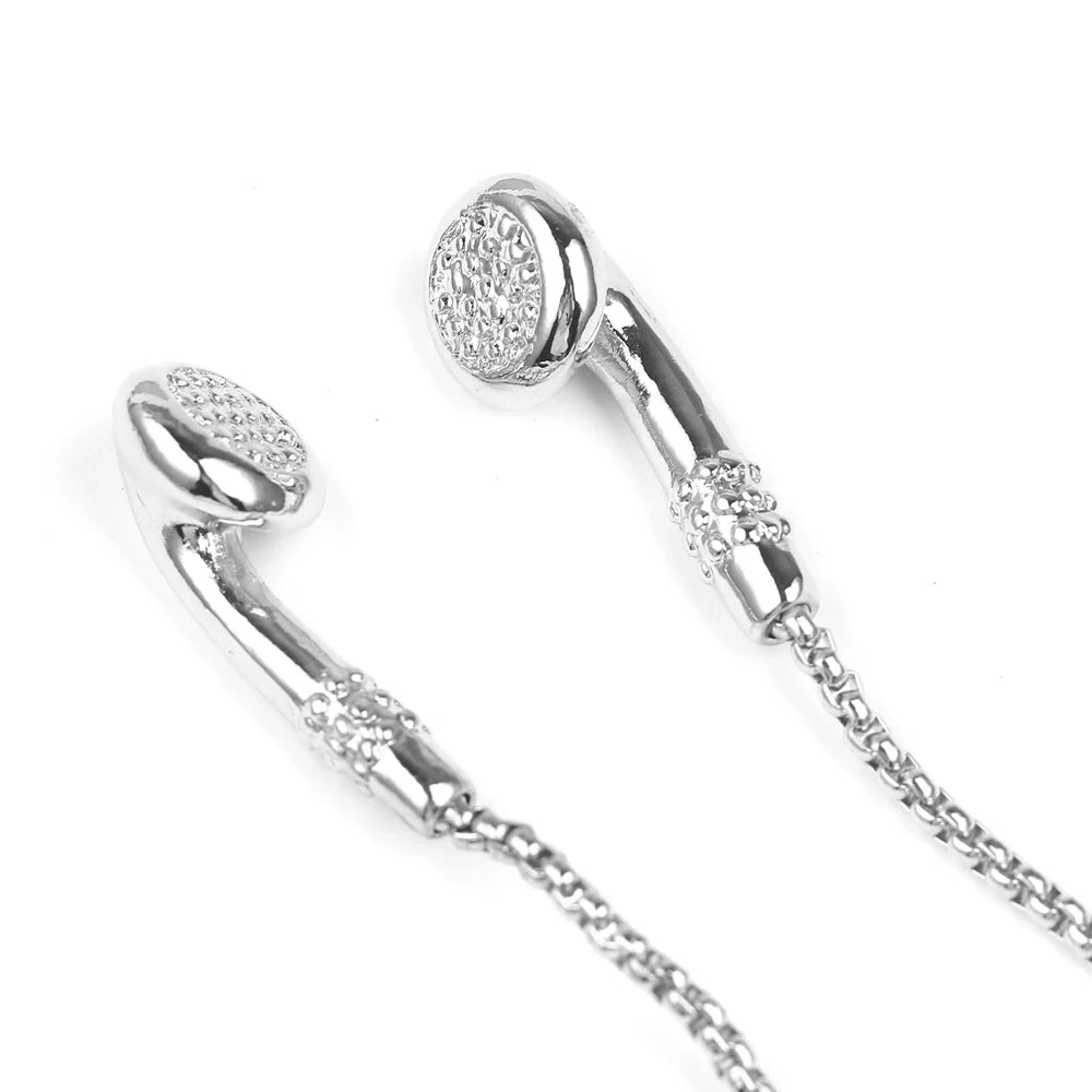 Headphone Necklace DJ Music Hip hop Punk Jewelry Love Gifts Alloy Gold Color Earphone Electroplate Necklace for Men