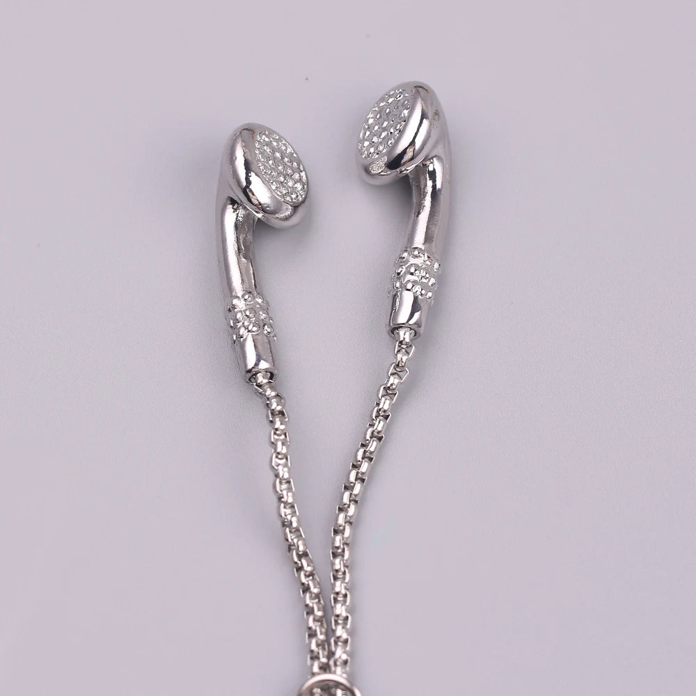 Headphone Necklace DJ Music Hip hop Punk Jewelry Love Gifts Alloy Gold Color Earphone Electroplate Necklace for Men