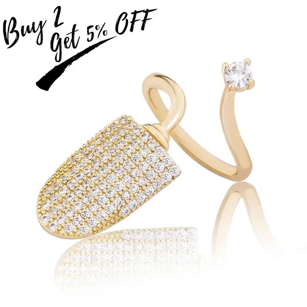 TOPGRILLZ New Nail Ring with White/Blue/Pink zircon Ring Full Iced Out Micro Pave Adjustable Ring Hip Hop Jewelry Gift For Women