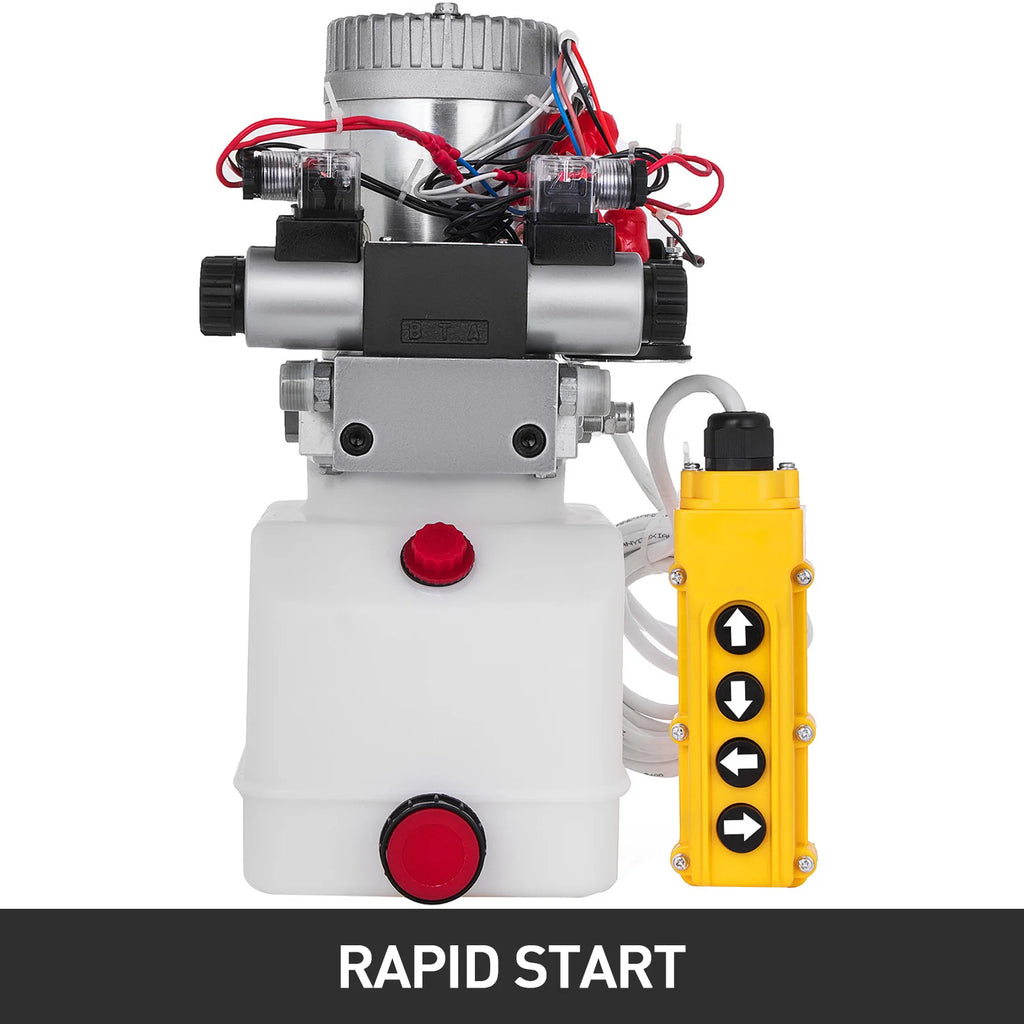 SucceBuy 12V DC Double Acting Solenoid Hydraulic Power Pack Car Jack With 4.5L Tank Reservoir Dump Trailer Electric Lifting Tool