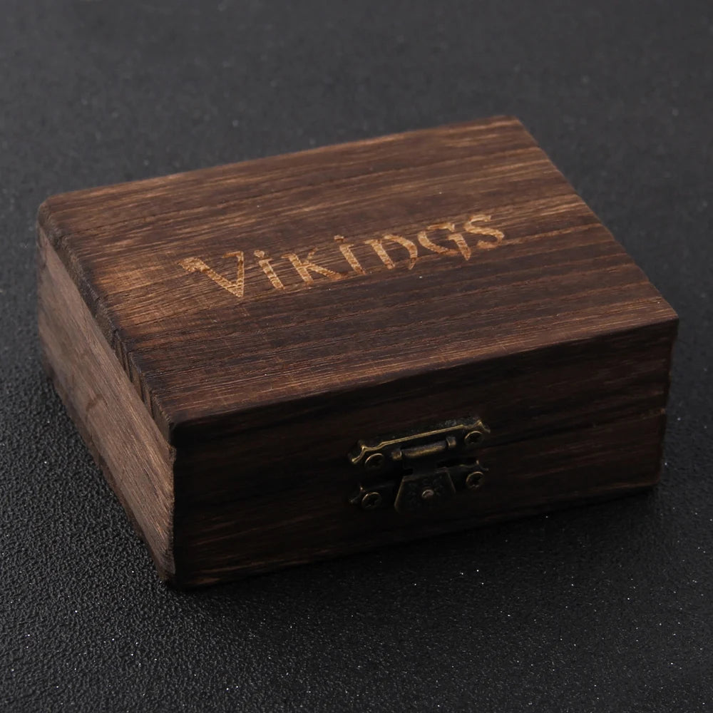 316L Stainless steel Odin Norse Viking Amulet Rune Fashion Style MEN and women fashion words RETRO Rings Jewelry with wooden box