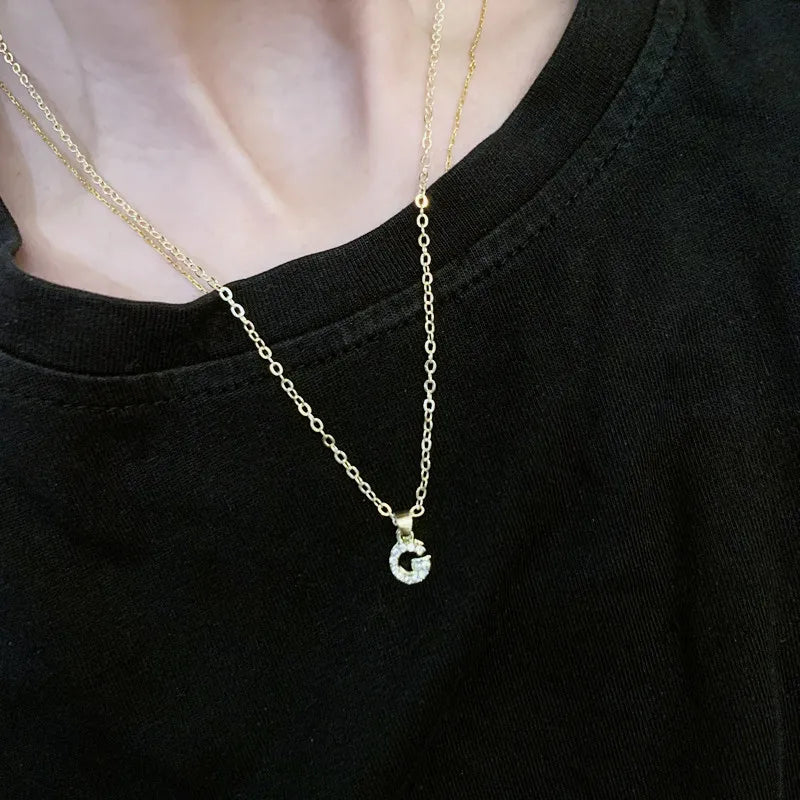 Zircon Tiny A-Z Letter Pendant Necklace For Women Charm Initial Alphabet Choker Necklaces Jewelry Gifts Bijoux Femme Wholesale