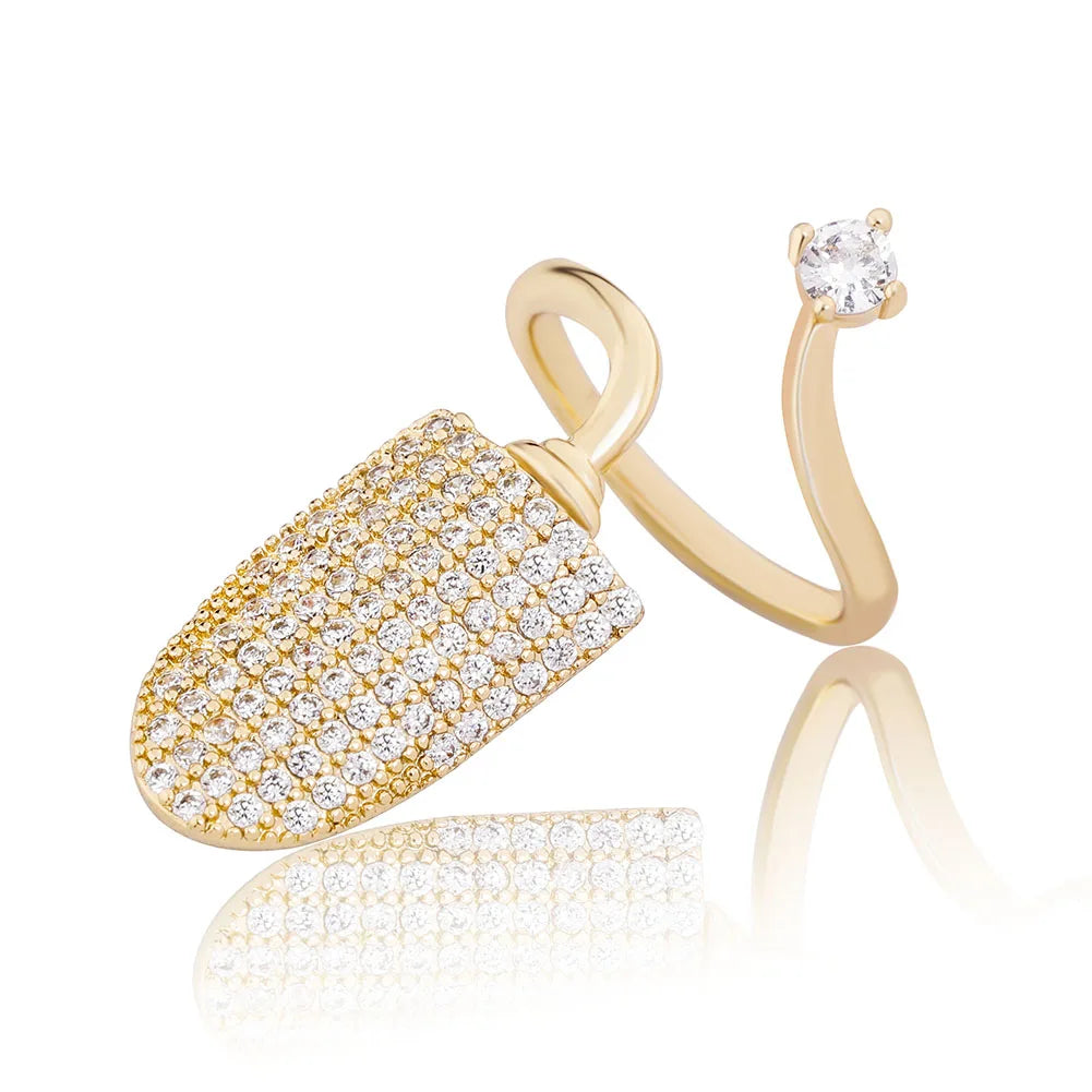 TOPGRILLZ New Nail Ring with White/Blue/Pink zircon Ring Full Iced Out Micro Pave Adjustable Ring Hip Hop Jewelry Gift For Women