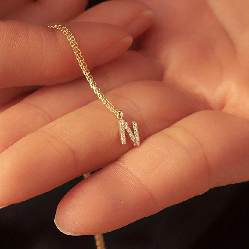 Zircon Tiny A-Z Letter Pendant Necklace For Women Charm Initial Alphabet Choker Necklaces Jewelry Gifts Bijoux Femme Wholesale