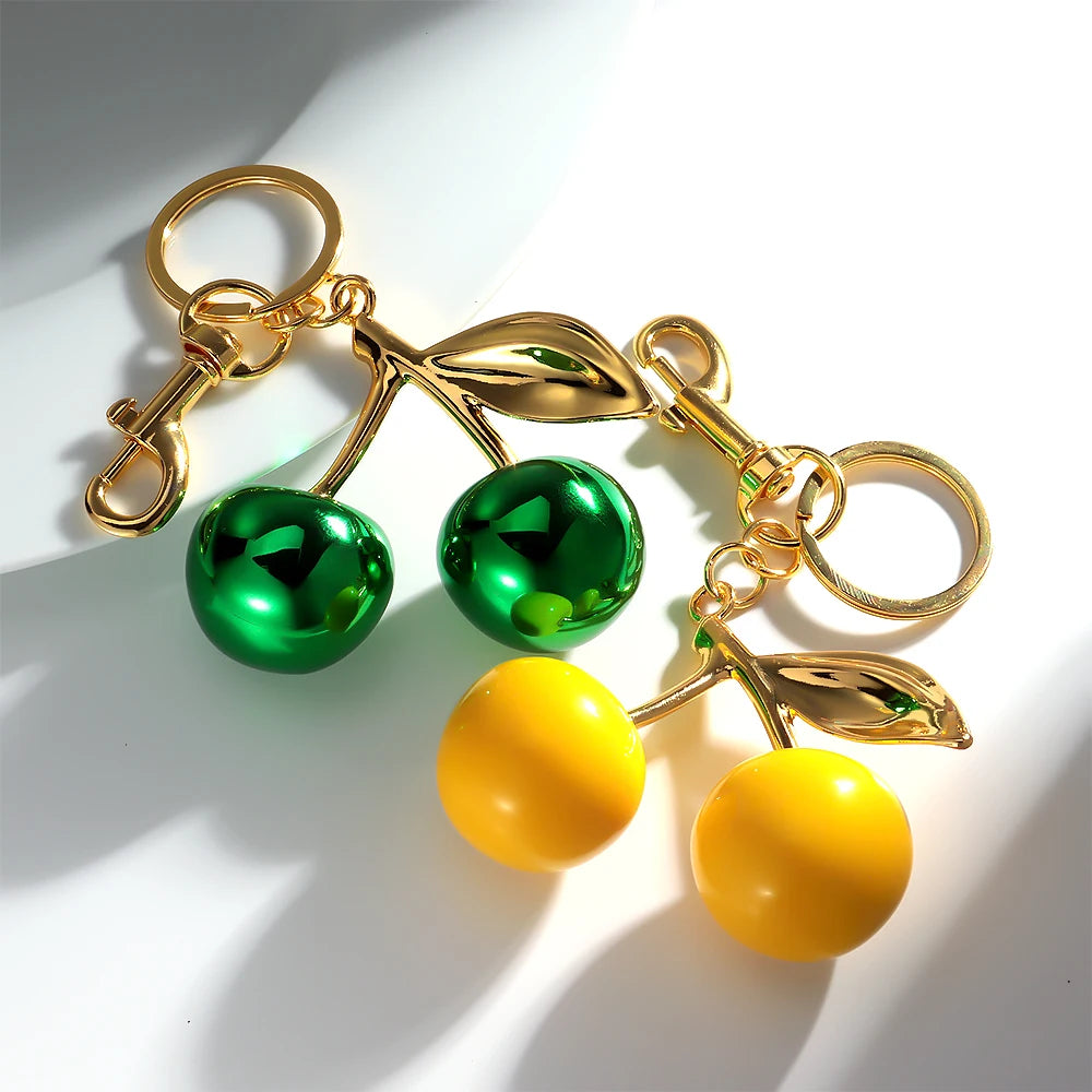 Trendy Red Cherry Pendant Keychain for Women Cute Bag Decorations Multifunctional Jewelry Car Key Accessories Charm Keyring Gift