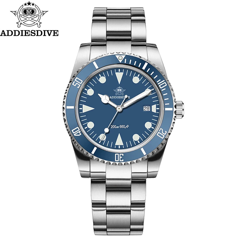 ADDIESDIVE Luxury Men's Analog Watch BGW9 Luminous Ceramic Bezel Bubble Mirror Glass Diver's Watch 200m Quartz Watches AD2068