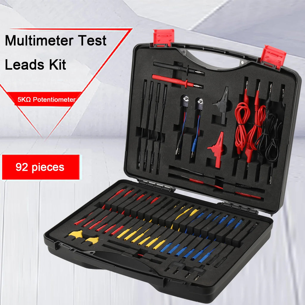 92Pcs/Set Car Multimeter Test Leads Kit Multi Function Electrical Relay Tester Probe Set Auto Diagnostic Tools 12V 24V