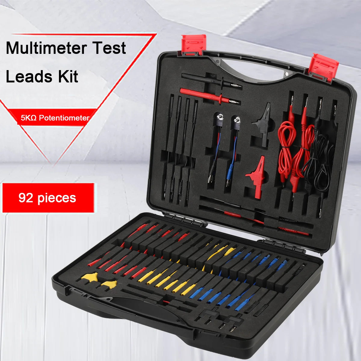 92Pcs/Set Car Multimeter Test Leads Kit Multi Function Electrical Relay Tester Probe Set Auto Diagnostic Tools 12V 24V