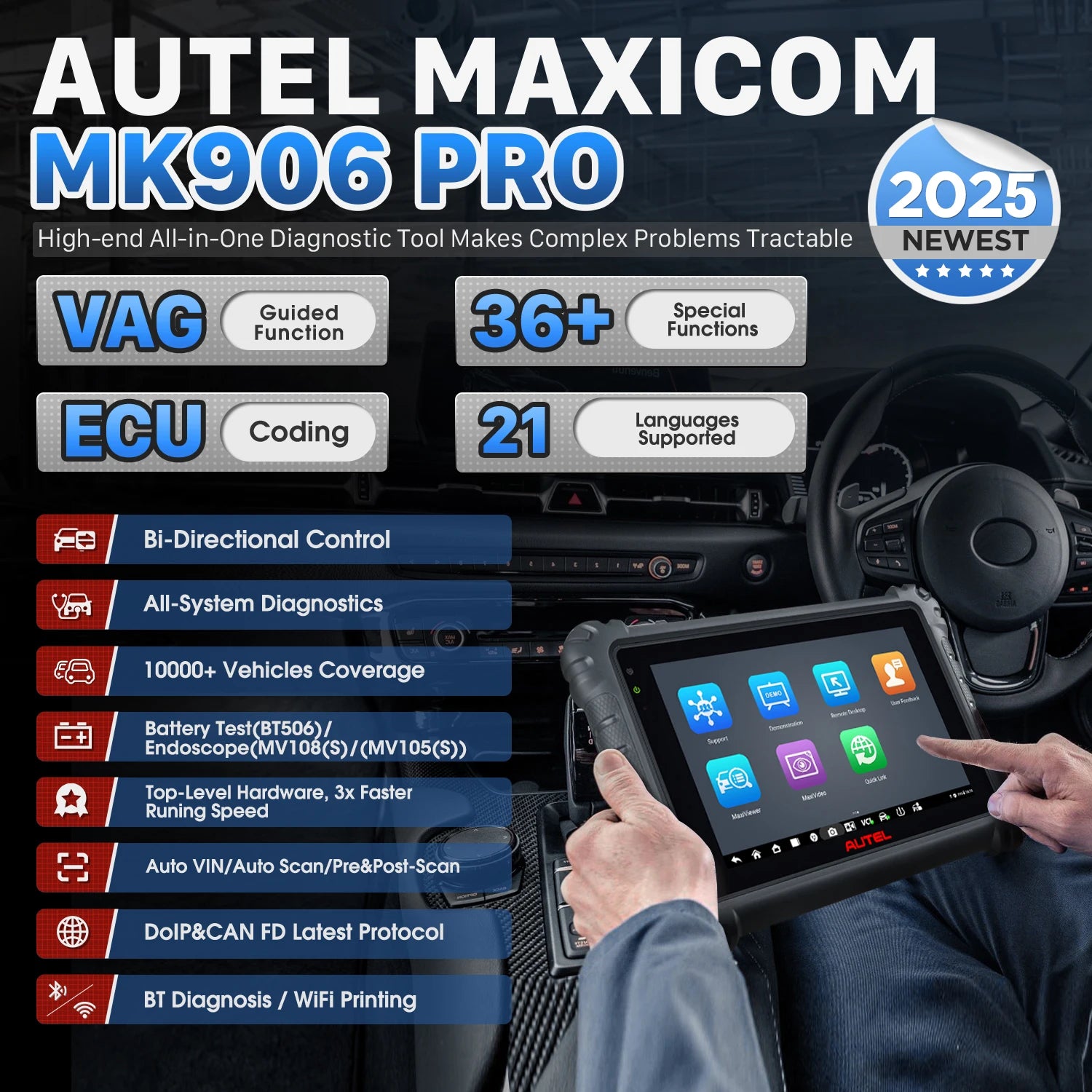 Autel MaxiCOM MK906S PRO MK906PRO Auto Diagnostic Scanner Release Diagnostic Tool OBD2 ECU Coding Diagnostic Tools PK MS906BT