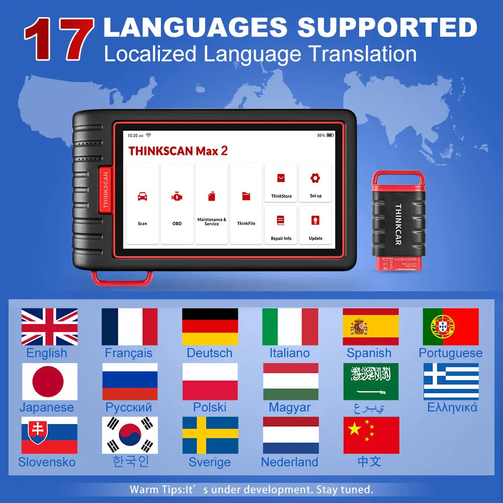 THINKCAR Thinkscan Max 2 Car Full System Diagnostic Tools TPM AF DPF IMMO 28 Reset ECU Coding Auto OBD OBD2 Scanner CANFD For GM