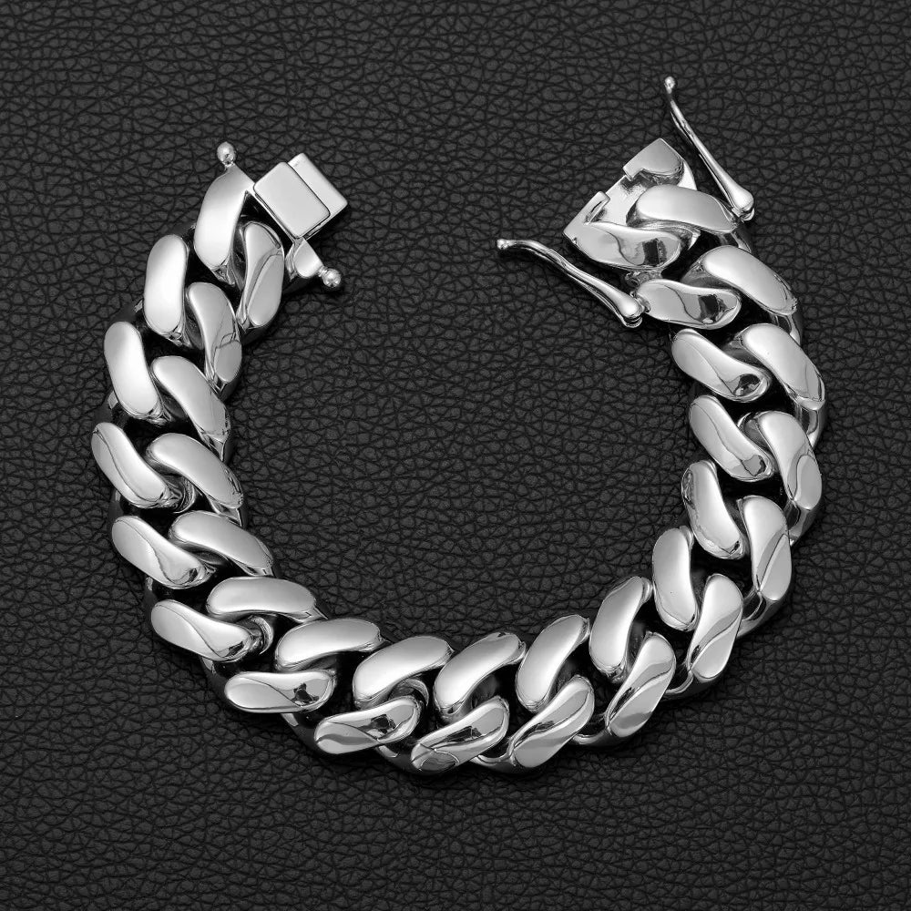 12mm-22mm Silver Color Stainless Steel Cuban Miami Chains Necklaces Big Heavy Round Link Chain for unisex Hip Hop Rock jewelry