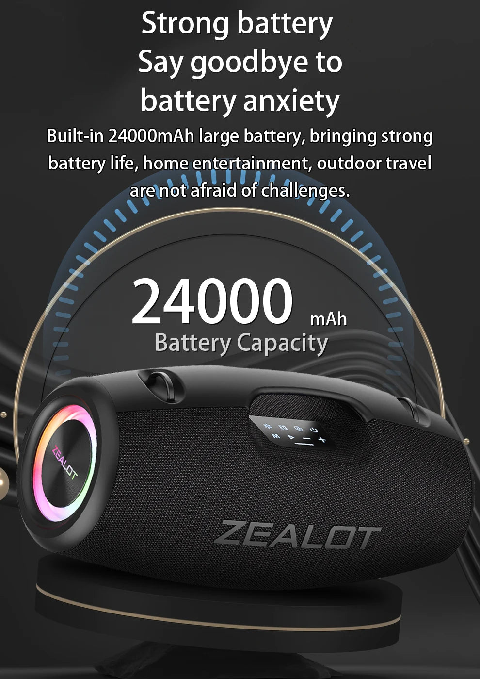 ZEALOT S78 100W Wireless Speakers, DSP Technology ,Dream Light, Outdoor Portable Subwoofer Speaker , Dual Pairing,24000mAh.
