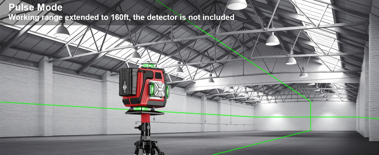 LFINE 16 Lines Professional Laser Level with Suitcase Automatic 360°Self-leveling Laser Horizontal Vertical Green Lines Tools