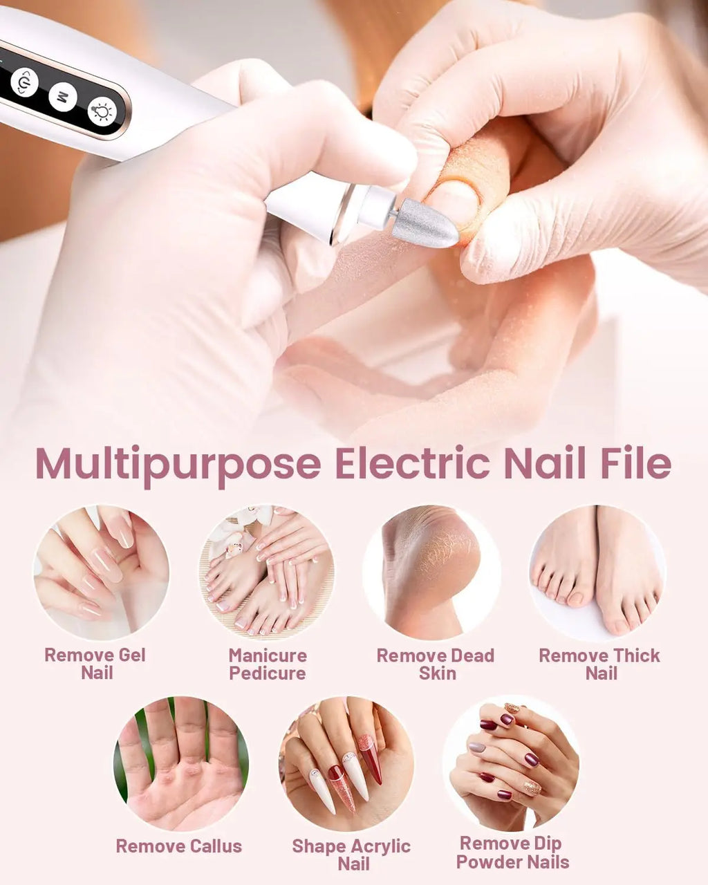 Professional Manicure Pedicure Kit, Cordless Electric Nail File Set, 10 Speeds PortableRechargeable Pedicure Tools For Feet