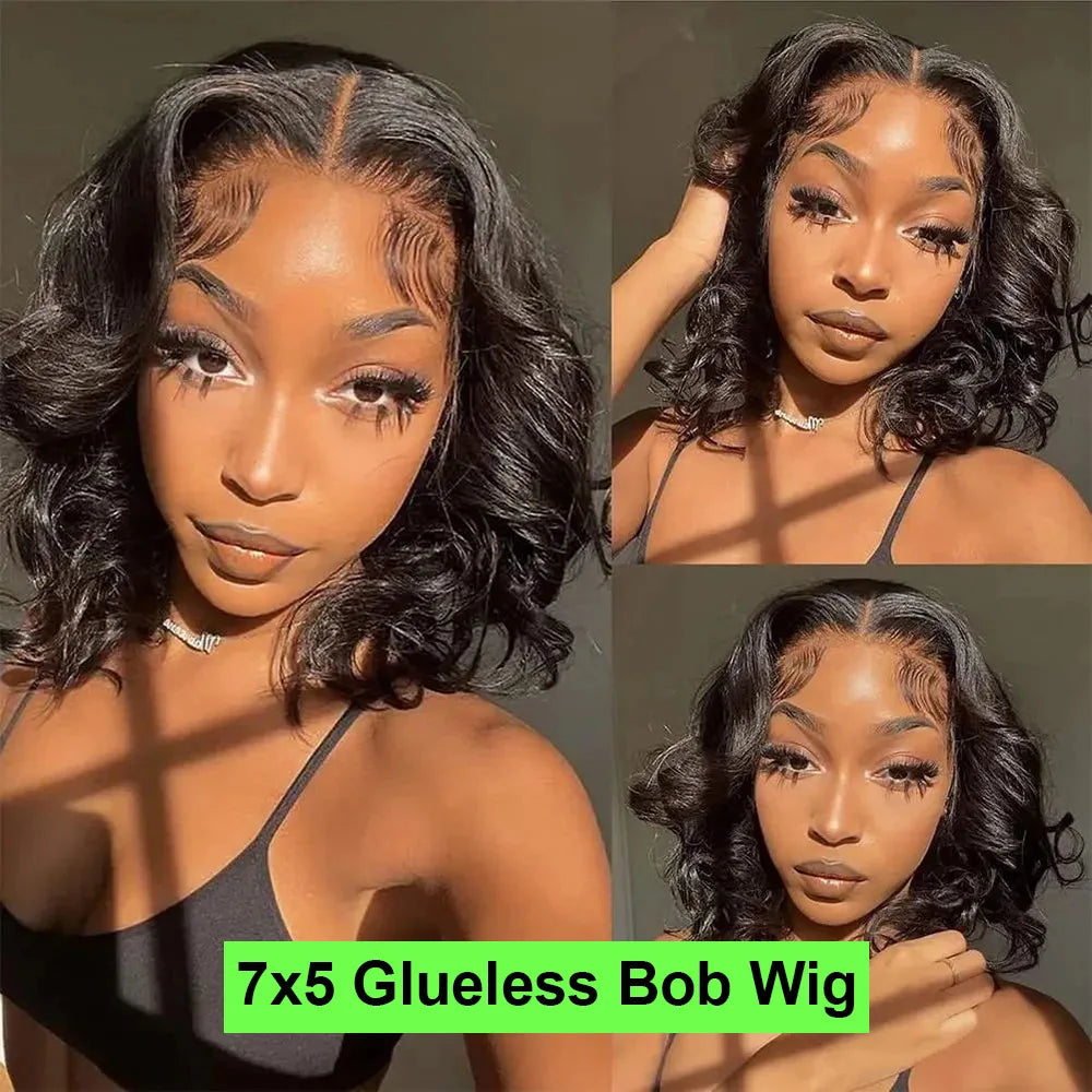 Pre Cut No Glue Glueless Wig Human Hair Ready to Wear Short Bob Wig Body Wave 13x4 Lace Frontal Wigs 100% Human Hair on Sale