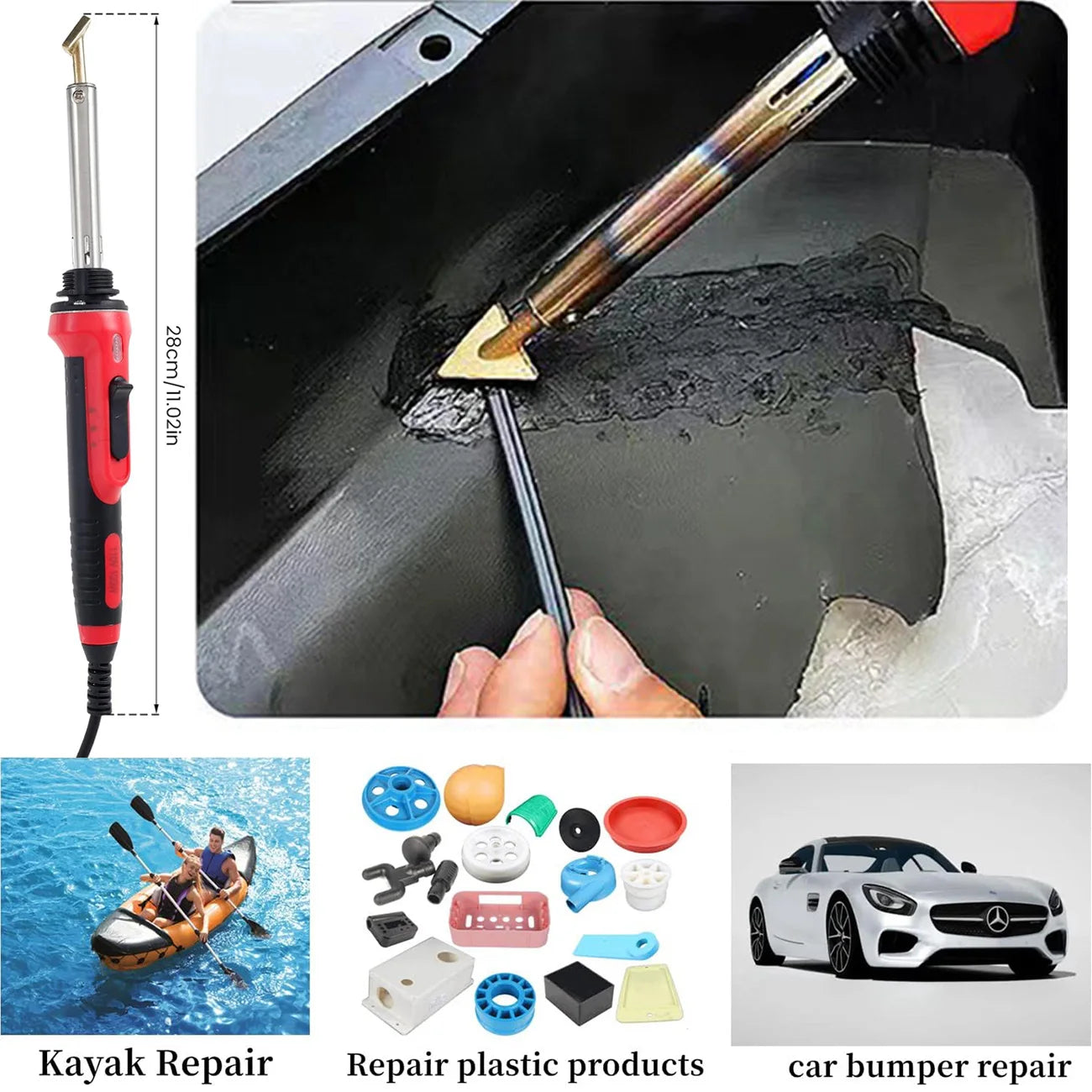 100w Plastic Welder, Plastic Welding Iron, Car Bumper Dashboard Kayak Canoe Repairs Tools Hot Staples Weld Gun Repair Kit