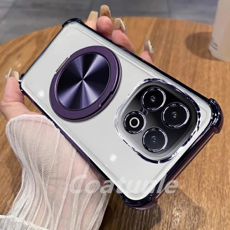 360° Rotating Shockproof Plating Magnetic Bracket For Magsafe Case on For funda Huawei Honor X7C X7B HonorX7C X7 C B Soft Cover