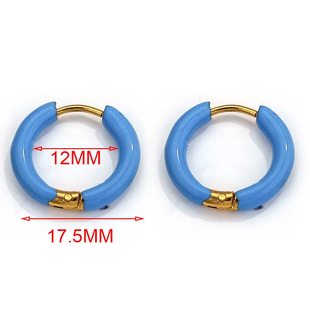 6pcs Stainless Steel Hoop Earrings Women Earrings Men Punk Hiphop Bijoux Gift Fashion Plated 18K Gold Jewelry Piercing Accessory