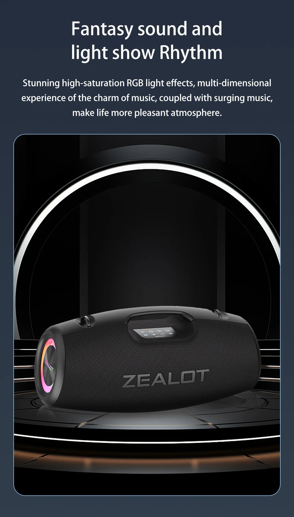 ZEALOT S78 100W Wireless Speakers, DSP Technology ,Dream Light, Outdoor Portable Subwoofer Speaker , Dual Pairing,24000mAh.