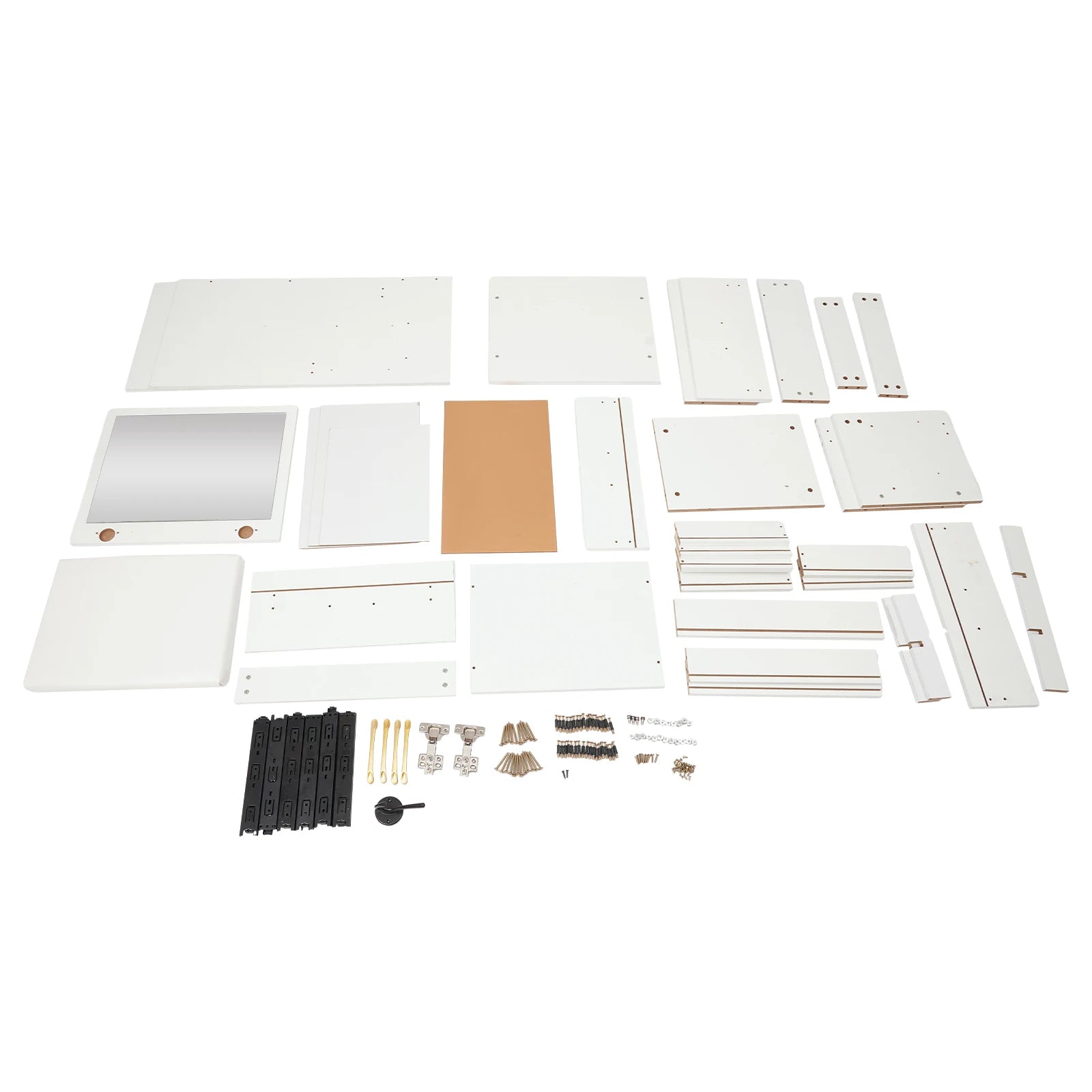 Black/White Makeup Desk with Mirror Compact Dressing Table 3-in-1 Design Small Make Up Table