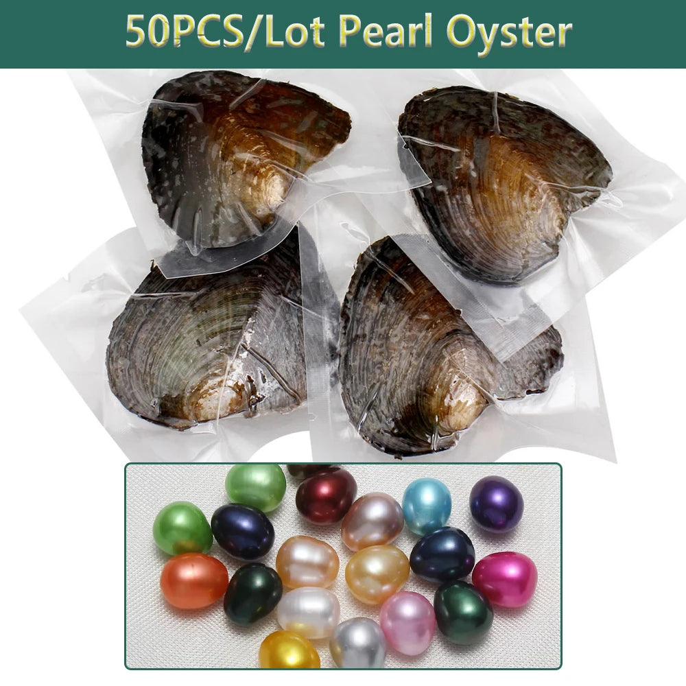 50PCs/Lot Vacuum Pack Oyster Wish Pearl Kit Oyster Beautiful DIY Accessories Gift about 7-8mm Freshwater Pearl Highquality Pearl