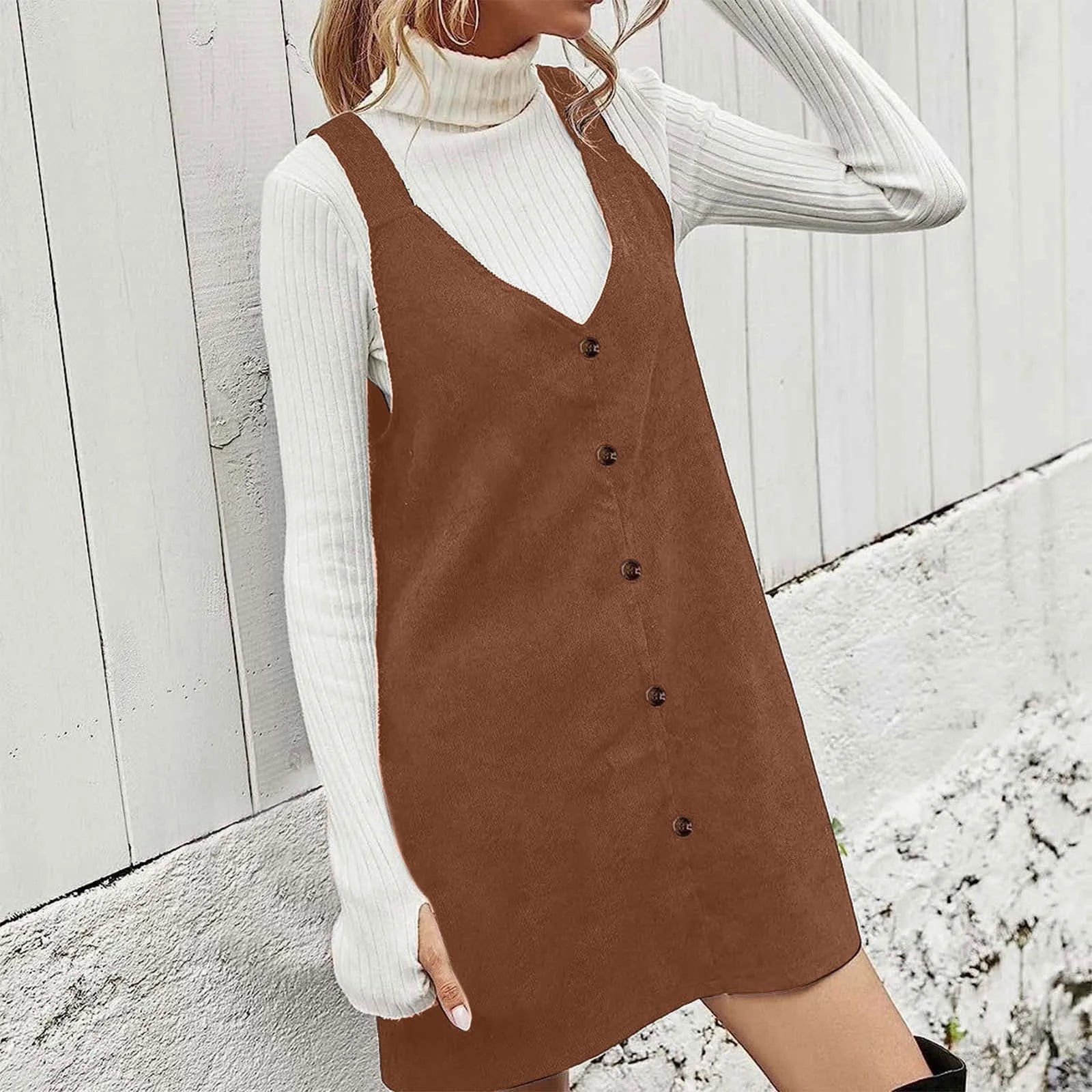 Women'S Dungaree Dress Corduroy A Line Mini Casual Outfits For Women A Line Dresses Mid Length Evening Dress