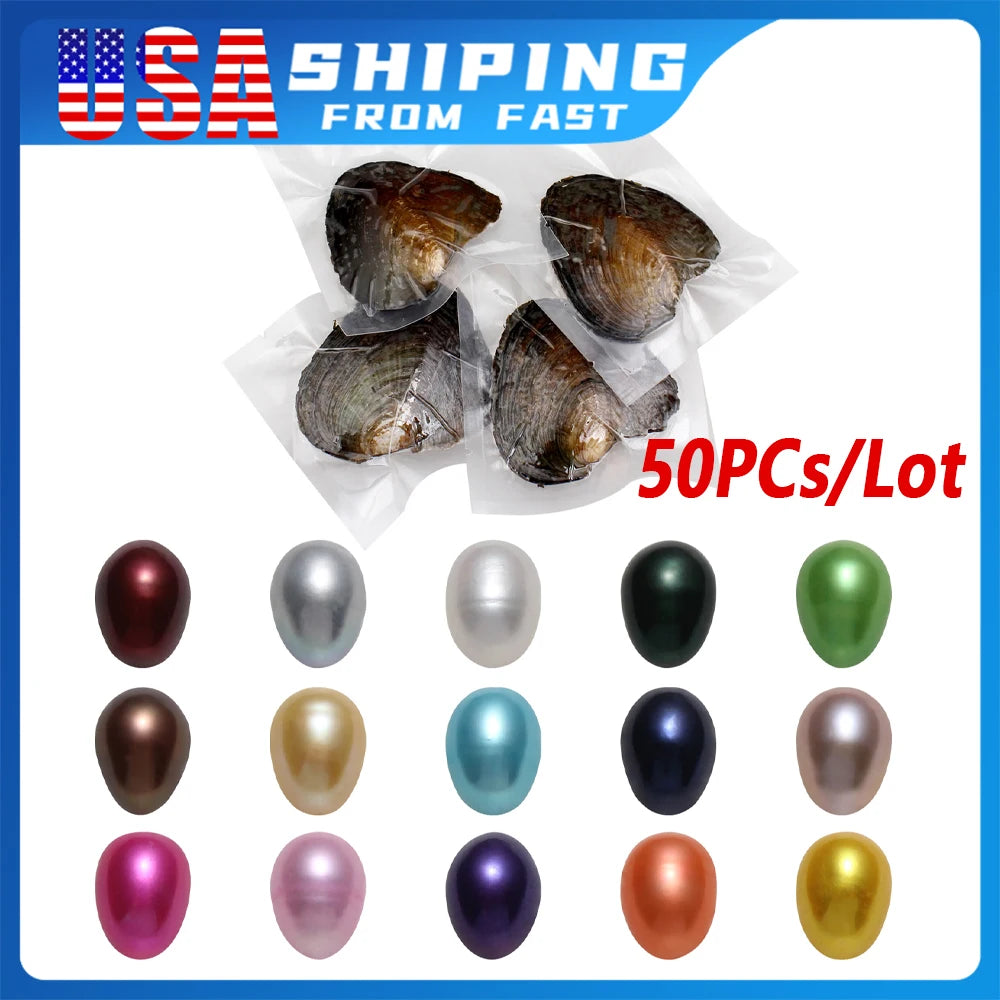 50PCs/Lot Vacuum Pack Oyster Wish Pearl Kit Oyster Beautiful DIY Accessories Gift about 7-8mm Freshwater Pearl Highquality Pearl