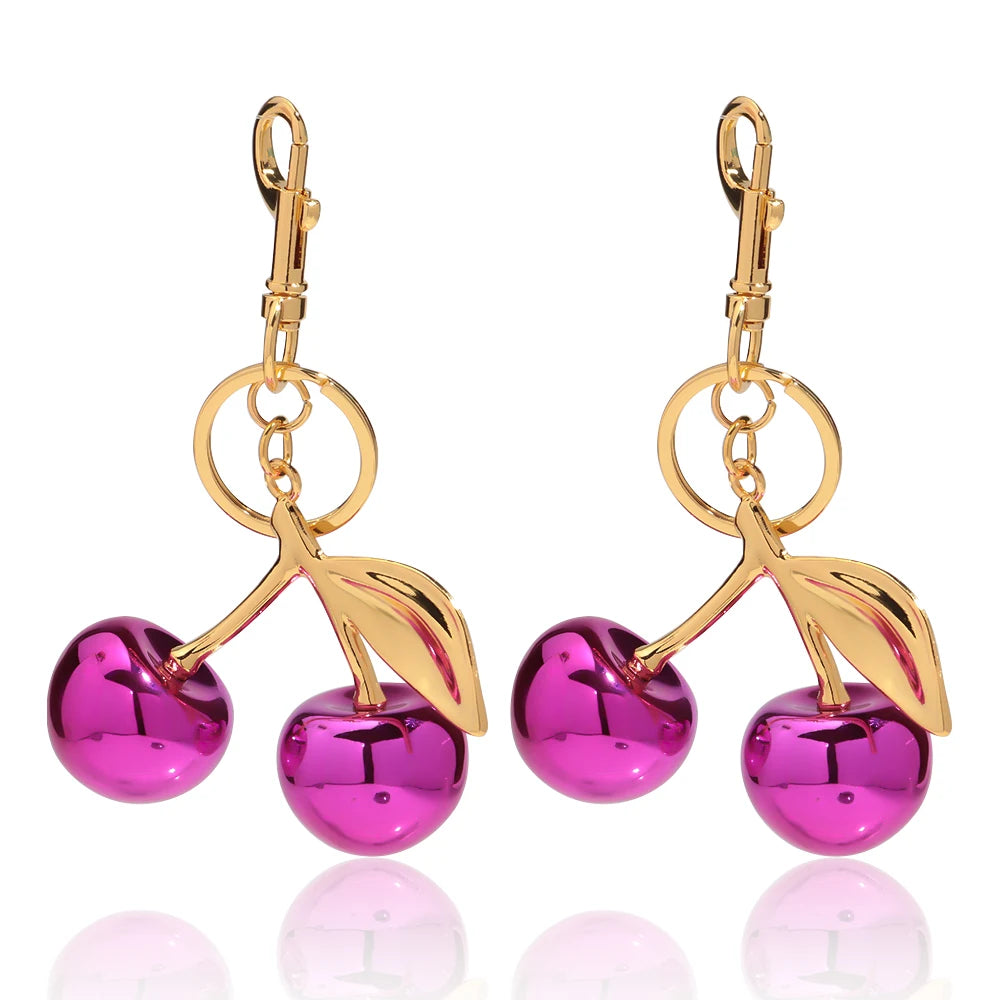 Trendy Red Cherry Pendant Keychain for Women Cute Bag Decorations Multifunctional Jewelry Car Key Accessories Charm Keyring Gift