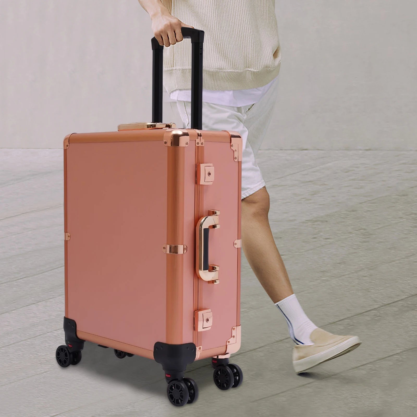 12V Make-up Table with 4 Castors & Lighting & Mirror & Lock, Professional Make-up Station, Adjustable Legs, Cosmetic Organizer B