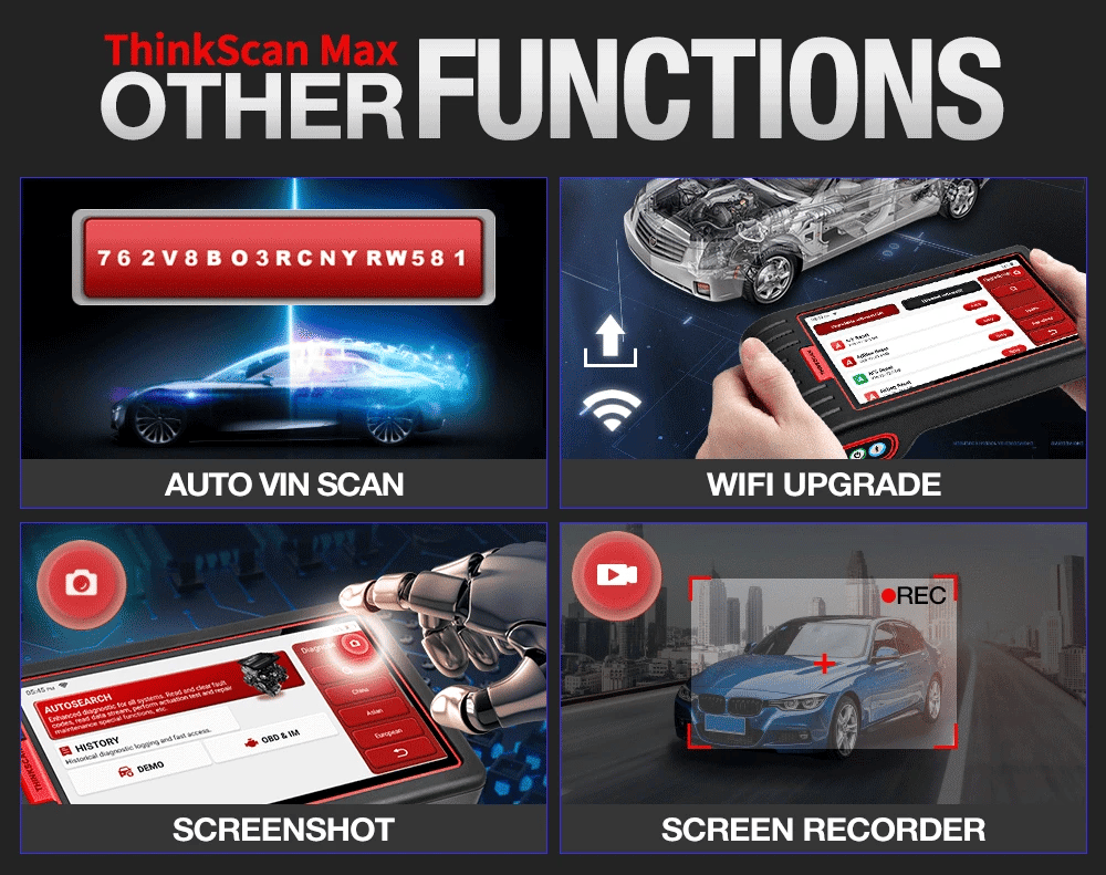 THINKCAR Thinkscan Max 2 Car Full System Diagnostic Tools TPM AF DPF IMMO 28 Reset ECU Coding Auto OBD OBD2 Scanner CANFD For GM
