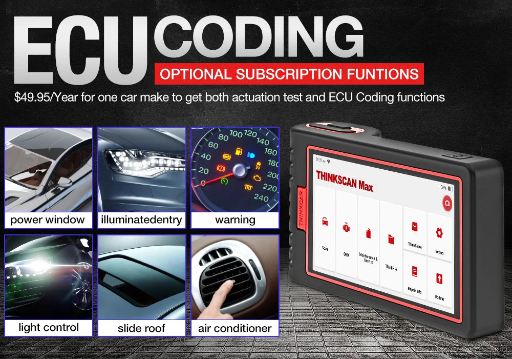 THINKCAR Thinkscan Max 2 Car Full System Diagnostic Tools TPM AF DPF IMMO 28 Reset ECU Coding Auto OBD OBD2 Scanner CANFD For GM