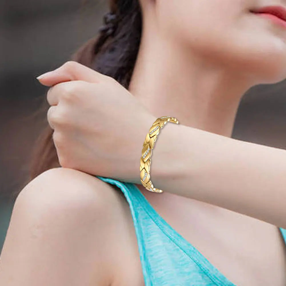 Leaves Magnetic Bracelet with 3500 Gauss Magnets Magnetic Therapy Bracelet Pure Copper for Women Men Jewelry Gift