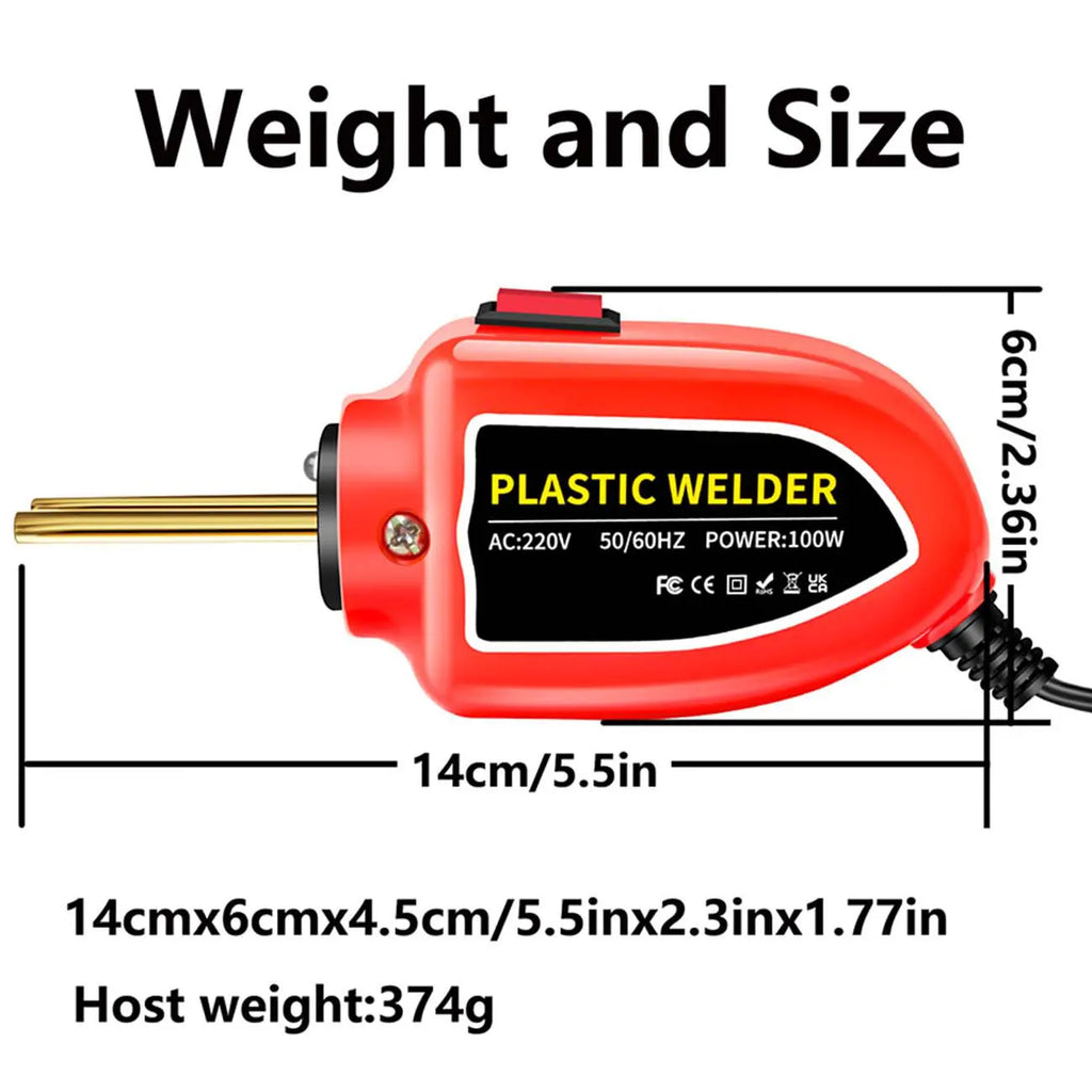 100w Plastic Welder, Plastic Welding Iron, Car Bumper Dashboard Kayak Canoe Repairs Tools Hot Staples Weld Gun Repair Kit