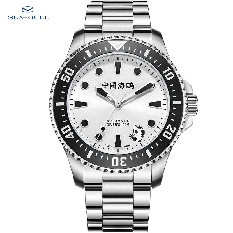 2025 Seagull Men's Watch Rolling Panda Design 100M Diving Watches Automatic Mechanical Wristwatch Sapphire Crystal Luminous Ocea